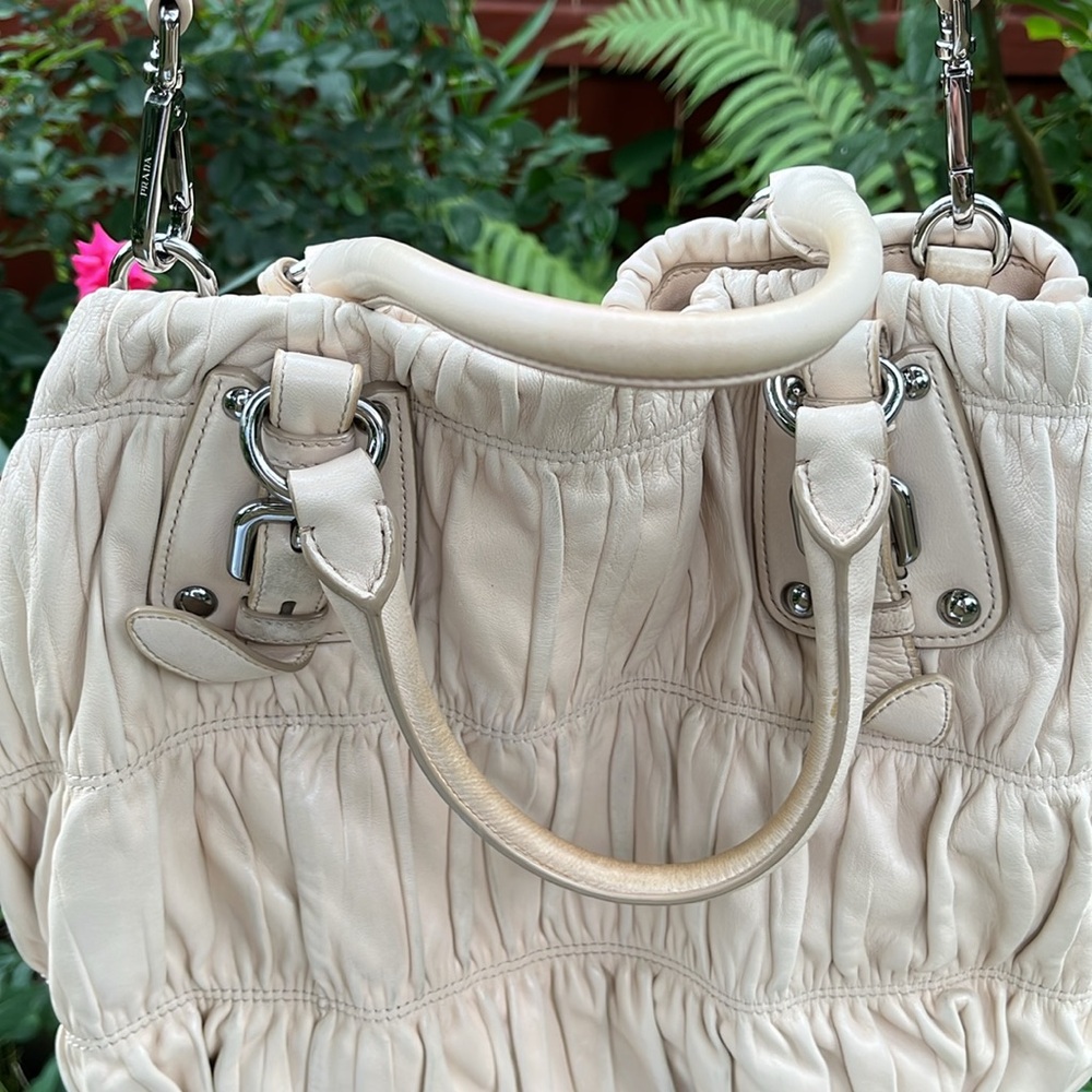 Pre-loved Prada Nappa Gaufre’ ECRU’ Satchel Two Way Bag - Picture 10 of 17
